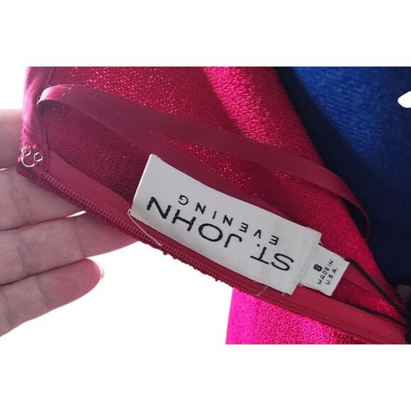 St. John Evening Single Shoulder Dress, Berry, Size 8, NWT - Picture 6 of 9